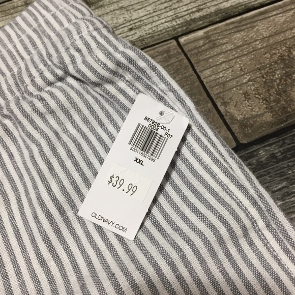 Old Navy High Rise Straight Linen Blend Pants Women XXL Gray White (Inseam 26.5) - Picture 10 of 10